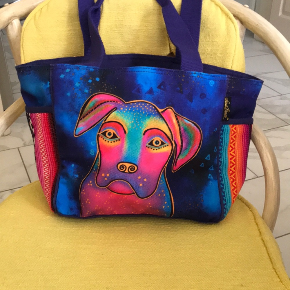 Colorful Neon Dog Canvas Tote